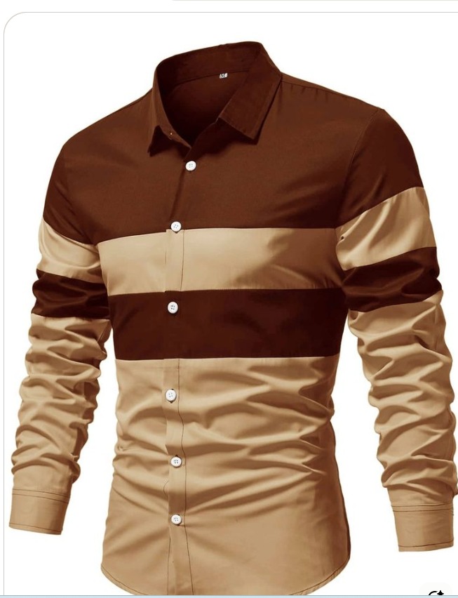 Men Two Tone Button Up Shirt